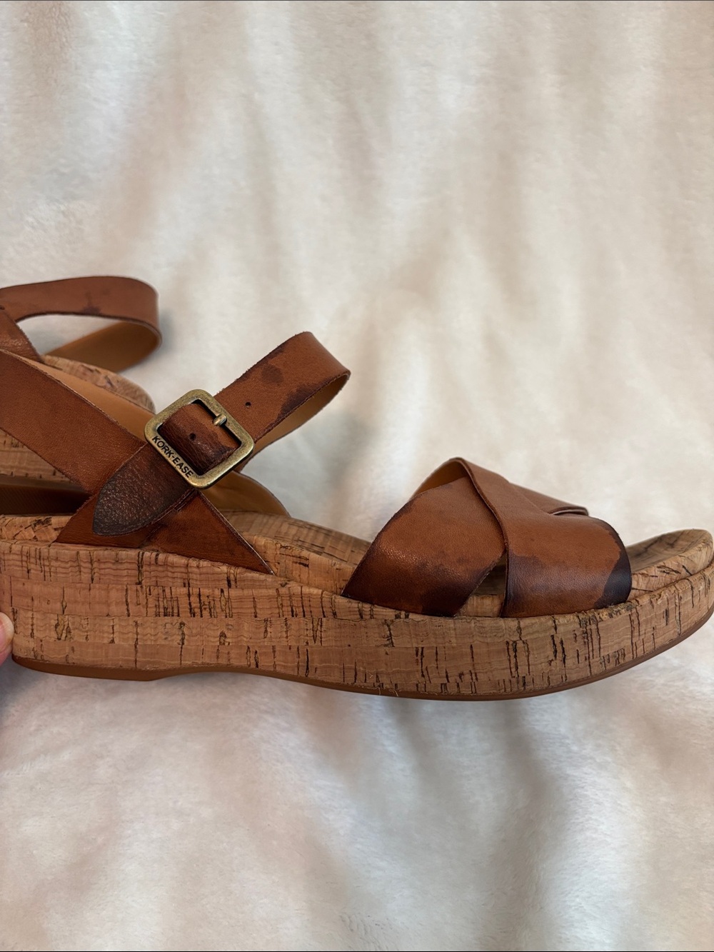 Kork-Ease Brown Leather Cork Wedge Sandals - Picture 6 of 6
